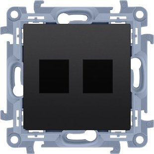 Kontakt-Simon Pokrywa gniazd teleinformatycznych na Keystone płaska podwójna (moduł), czarny mat, SIMON10