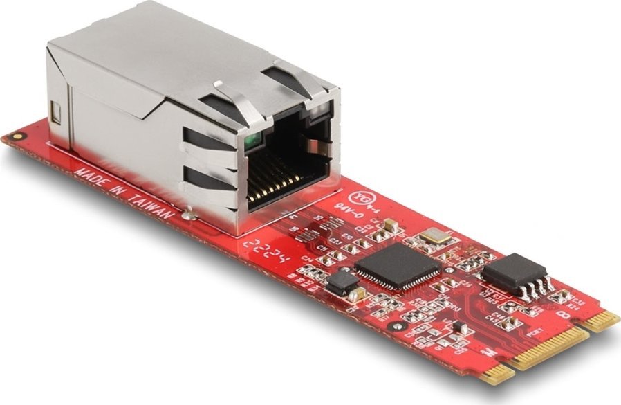 Karta sieciowa Delock DeLOCK Converter M.2 Key B+M connector to 1 x RJ45 2.5 Gigabit LAN port horizontal, LAN adapter