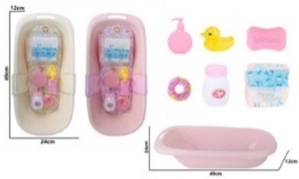 Wanienka do kąpieli lalki + akcesoria 24x49x12cm