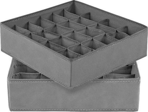 Springos Organizer na bieliznę 24 przegródki zestaw 2 szt. do szuflady szary UNIWERSALNY