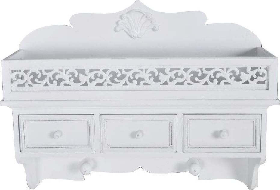 vidaXL Półka ścienna z trzema szufladami i dwoma wieszakami