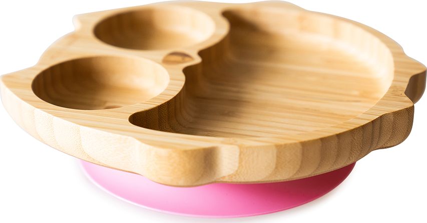 ECO RASCALS ECORASCALS Miseczka Bambusowa różowa Sowa zprzyssawką
