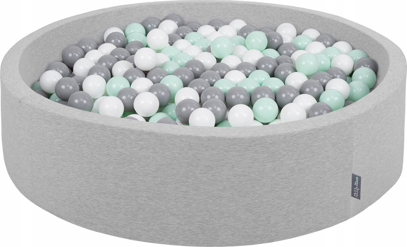 KiddyMoon Suchy basen okrągły z piłeczkami 7cm 120x30 jasnoszary: biały-szary-mięta 120x30/300piłek Zabawka basen piankowy