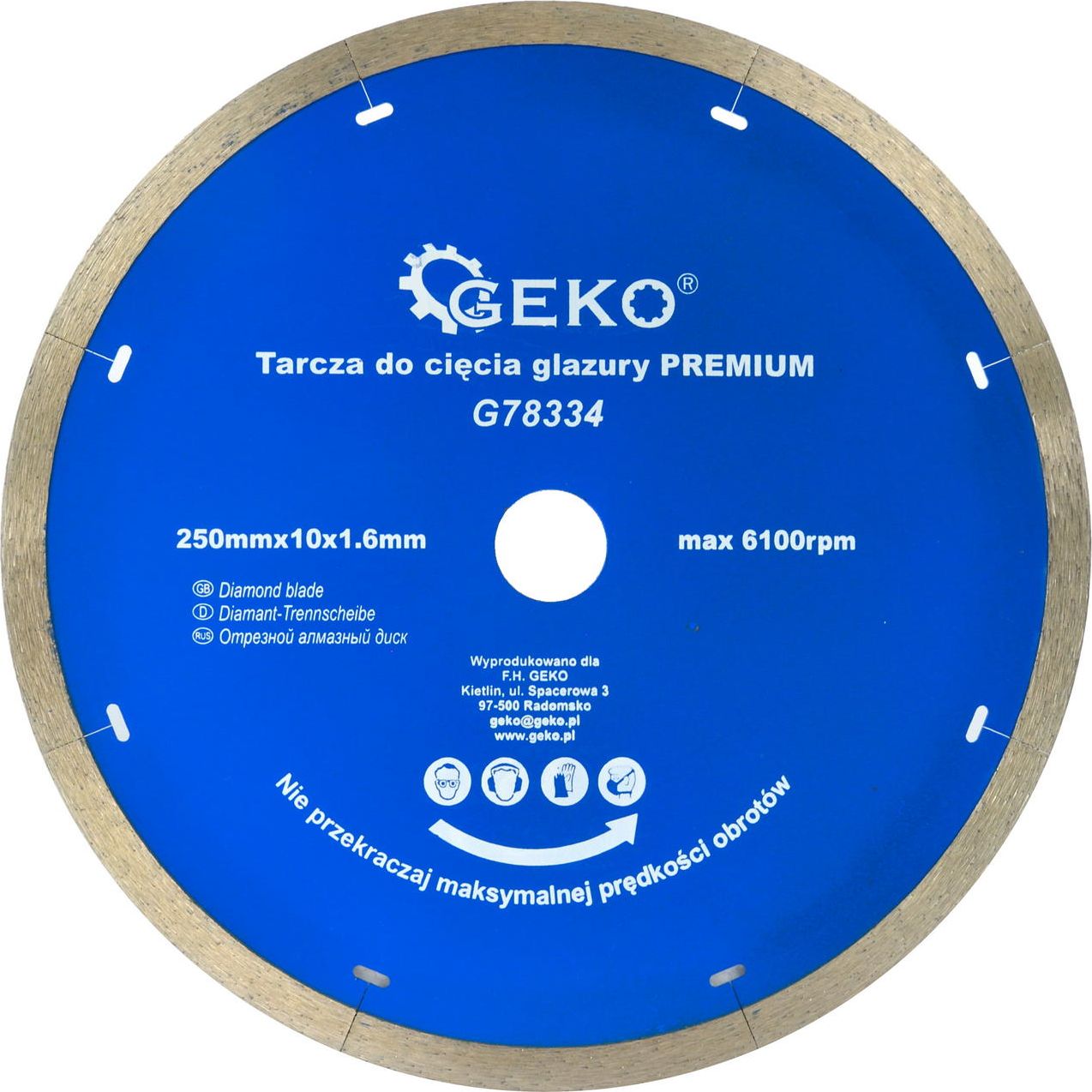 Geko tarcza do cięcia glazury 250mm x 10x1.6mm (G78334)