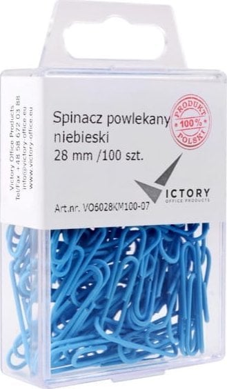Victory Office Product SPINACZE BIUROWE VICTORY OFFICE 28MM 100 SZT. OKRĄGŁE POWLEKANE NIEBIESKIE POJEMNIK PLASTIKOWY ZAWIESZANY
