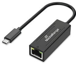 MediaRange USB-C Netzwerkadaper mit RJ45 Port,20cm, sw