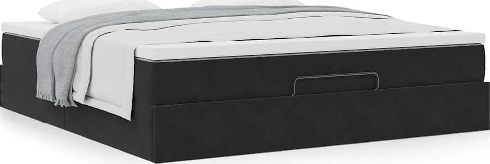 vidaXL Rama łóżka otomana z materacem, czarna, 180x200 cm, aksamit