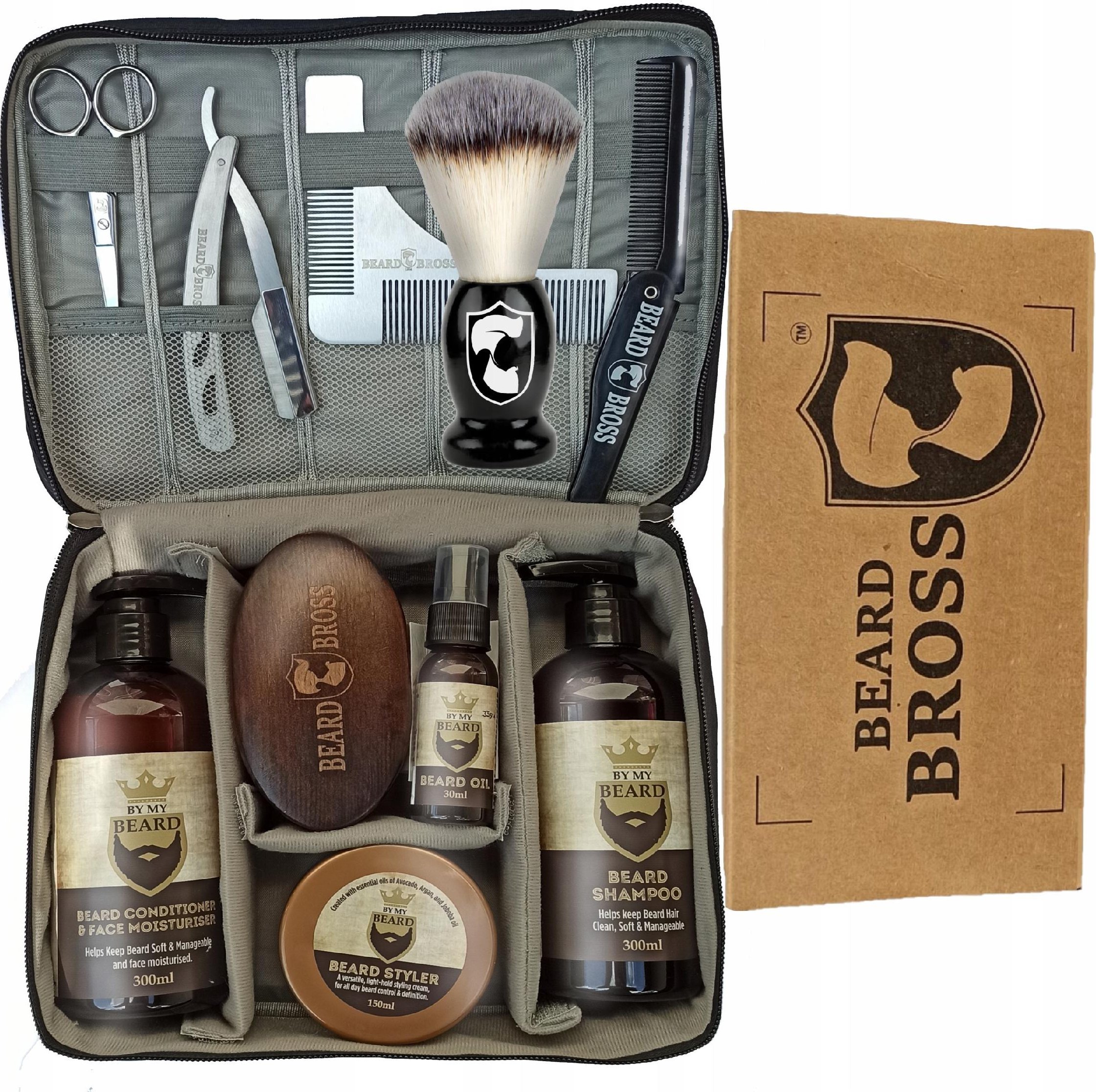Beard Bross Zestaw Beard Bross Szczotka Grzebień brzytwa brody