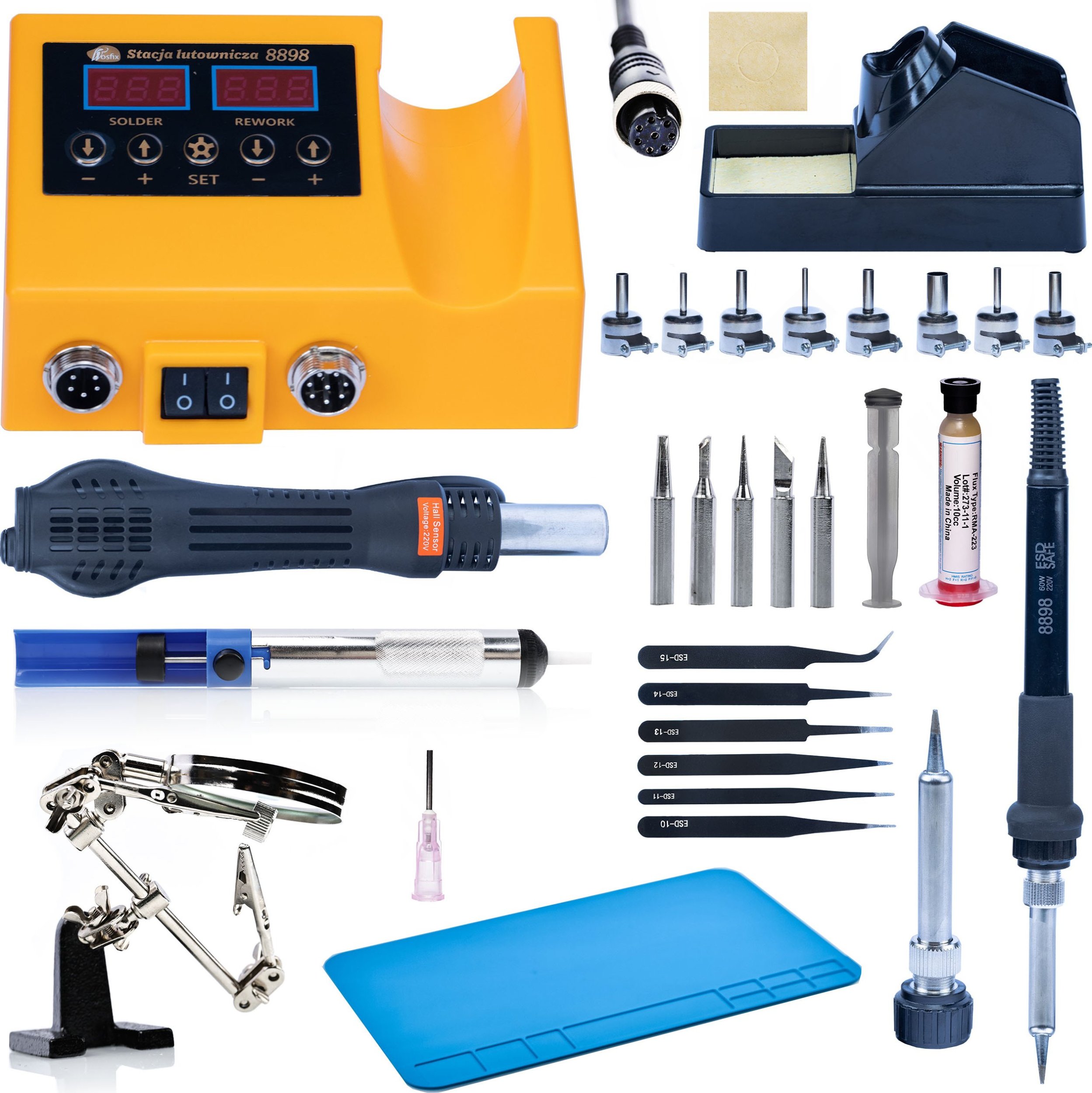 Rosfix STACJA LUTOWNICZA MATA GROTY DYSZE ODSYSACZ TRZECIA RĘKA TOPNIK PĘSETA XXL