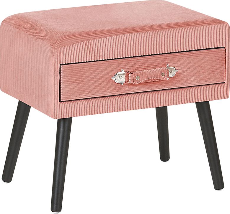 Beliani Stolik nocny sztruksowy różowy EUROSTAR