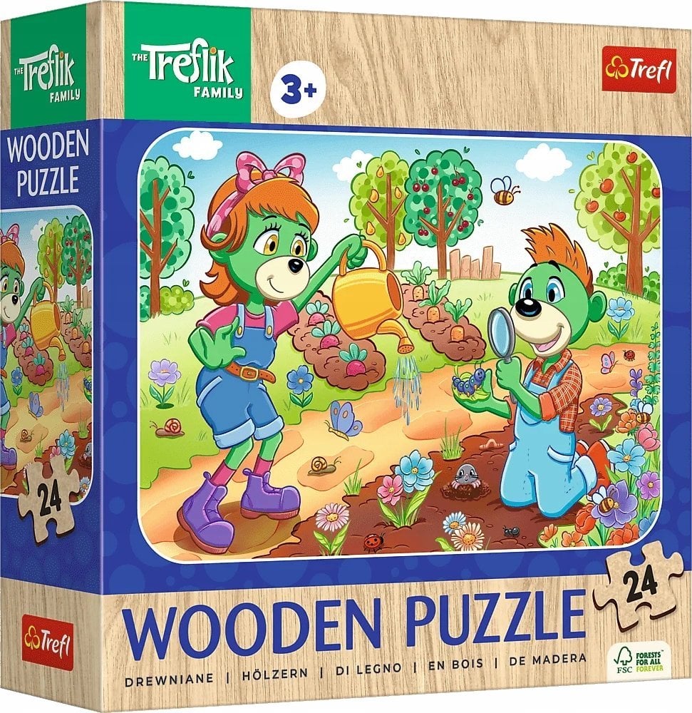 Trefl Puzzle drewniane Poznaj Rodzinę Treflików 24 elementy (20263)