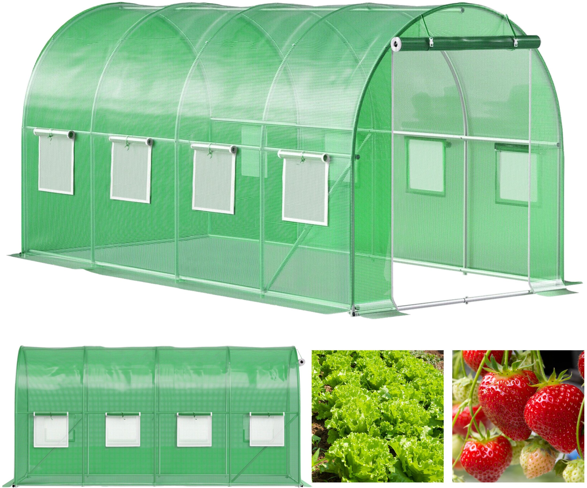 Tunel ogrodowy foliowy szklarnia folia 6x3x2m 18m zielony