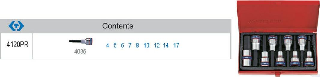 King Tony KT KPL.NAS.IM.1/2" 9cz. 4-17mm/KASETA... KT4120PR