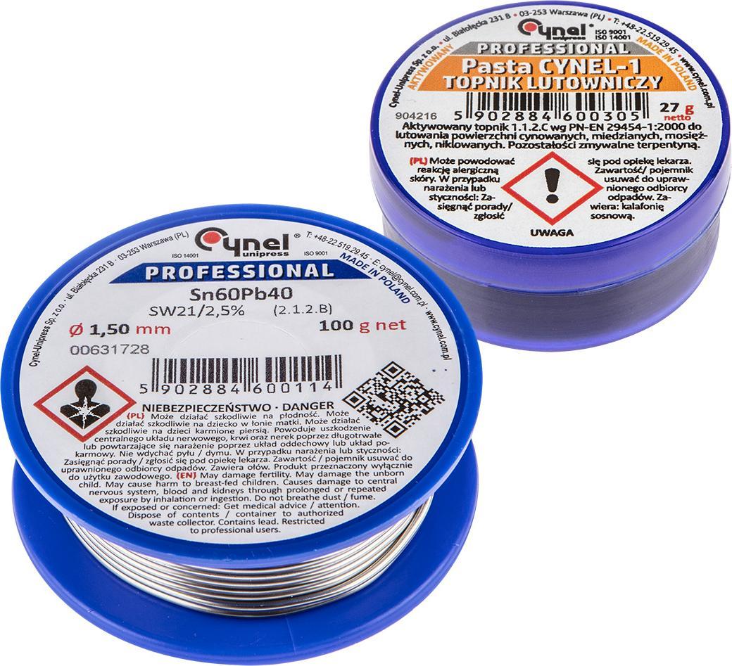 Cynel Zestaw do lutowania miękkiego, lut i pasta