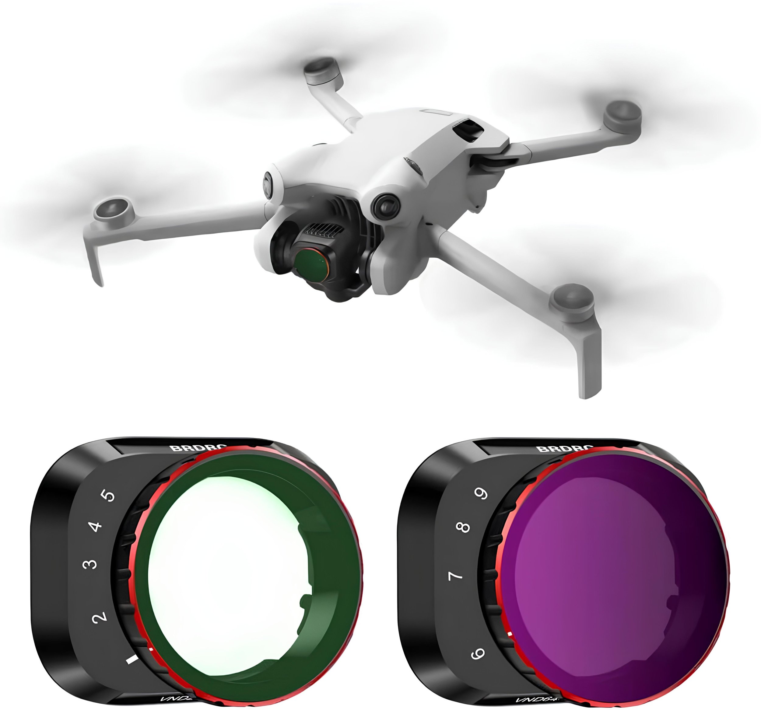 ZESTAW FILTRÓW REGULOWANYCH VND25 (ND4-ND32) I VND69 (ND64-ND512) DO DJI MINI 4 PRO