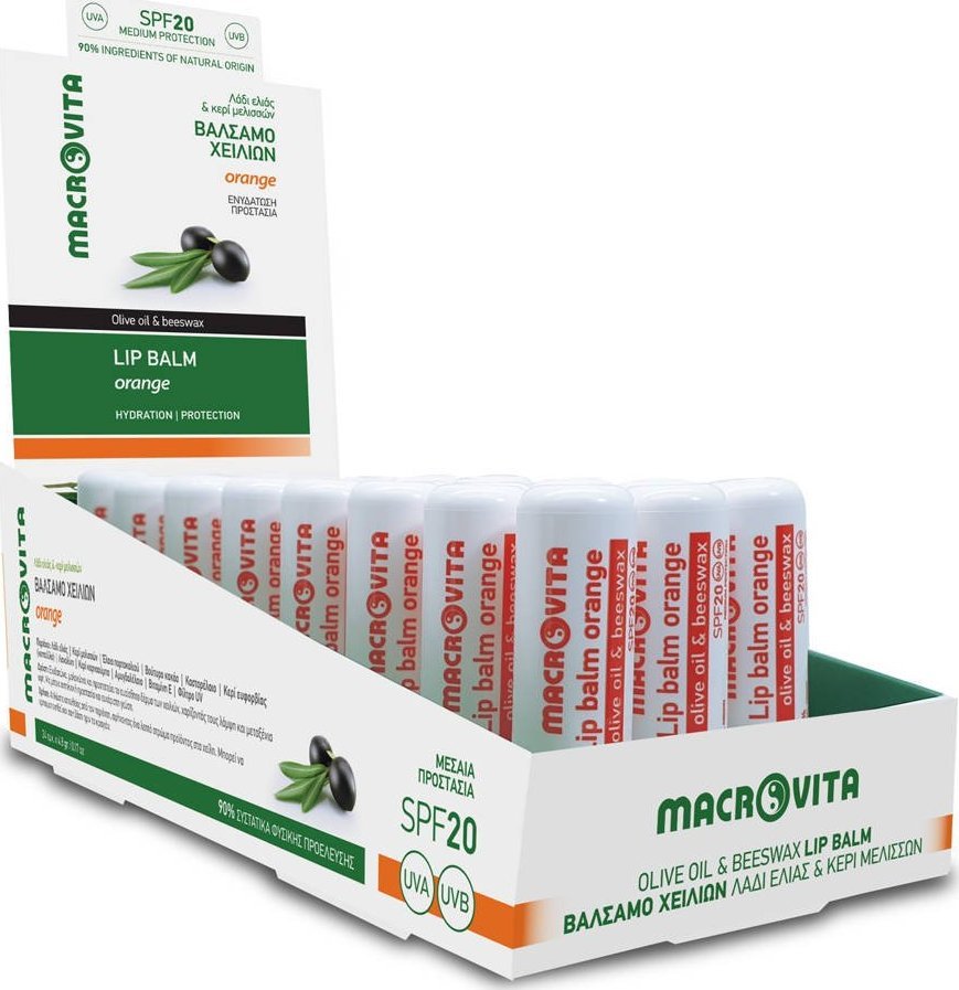 Macrovita MACROVITA pomadka do ust z oliwą z oliwek i woskiem pszczelim SPF20 POMARAŃCZA 4.8g