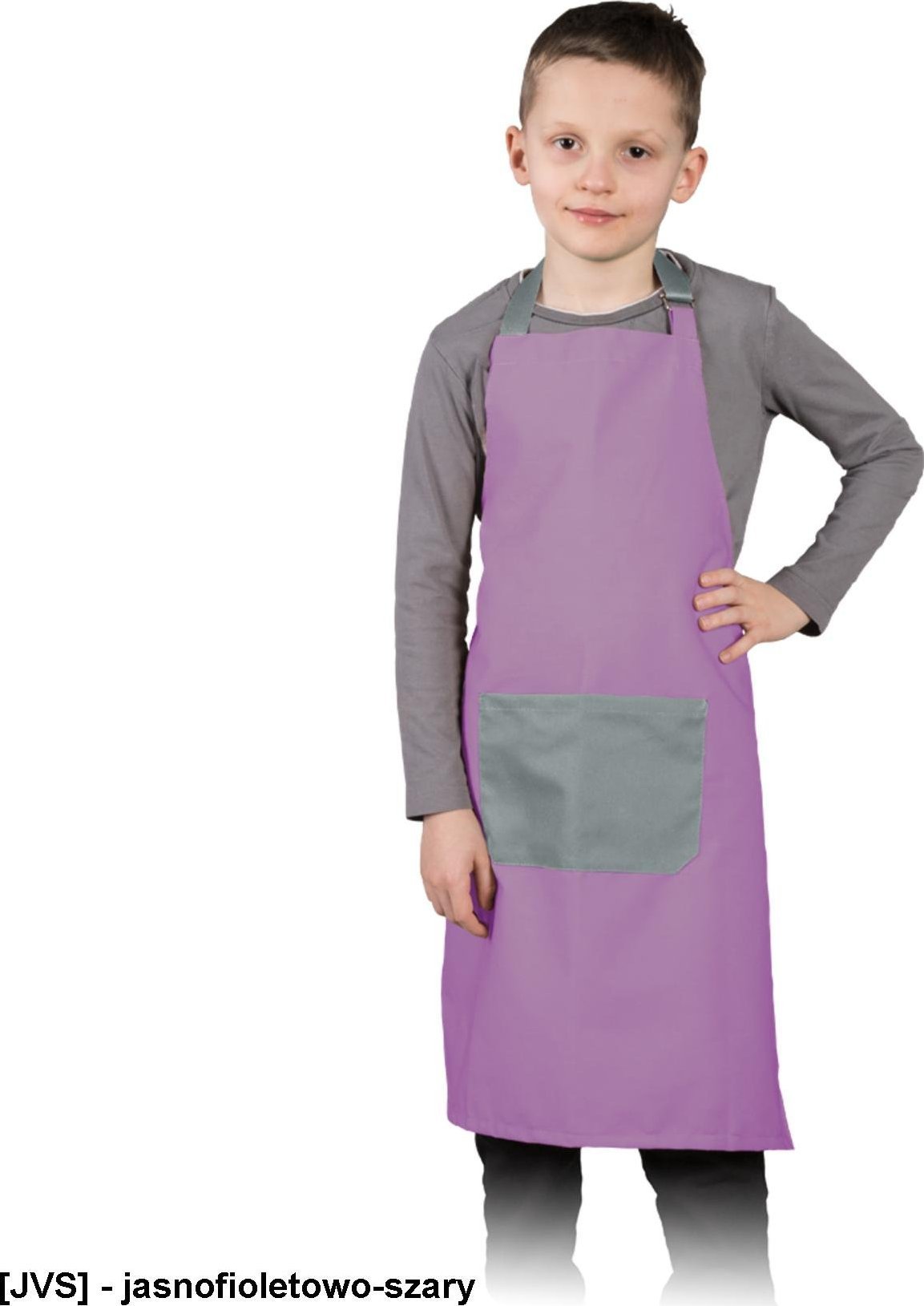 R.E.I.S. FKINDER - fartuch dla dzieci, 50% poliester, 50% bawełna, 180 g/mcm, - jasnofioletowo-szary - 45x55cm, 55x68cm. 45x55 cm
