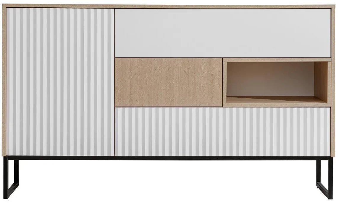 Komoda ZOE 150 1D3S jodełka scandi/biały mat FURNIVAL