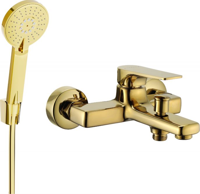 Mexen Mexen Lynx R40 bateria wannowa z zestawem prysznicowym, złota - 74593R40-50
