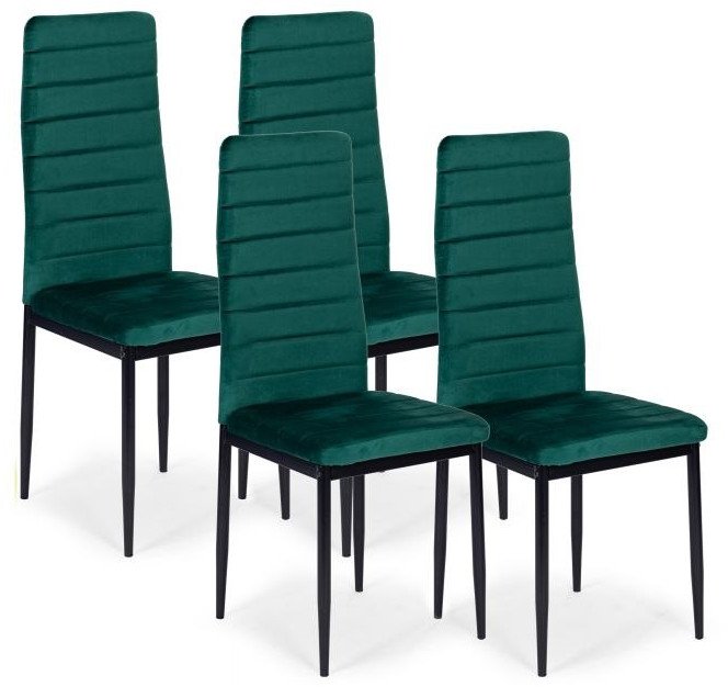 Krzesła z wyprofilowanym oparciem- VELVET ZIELONY - 4 sztuki