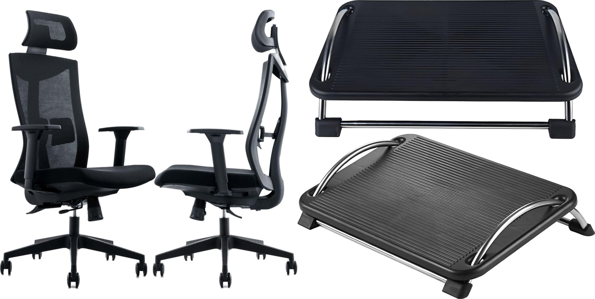 Krzesło biurowe Mozos Krzesło biurowe Mozos Ergo-F Czarne + Podnóżek biurowy FS1