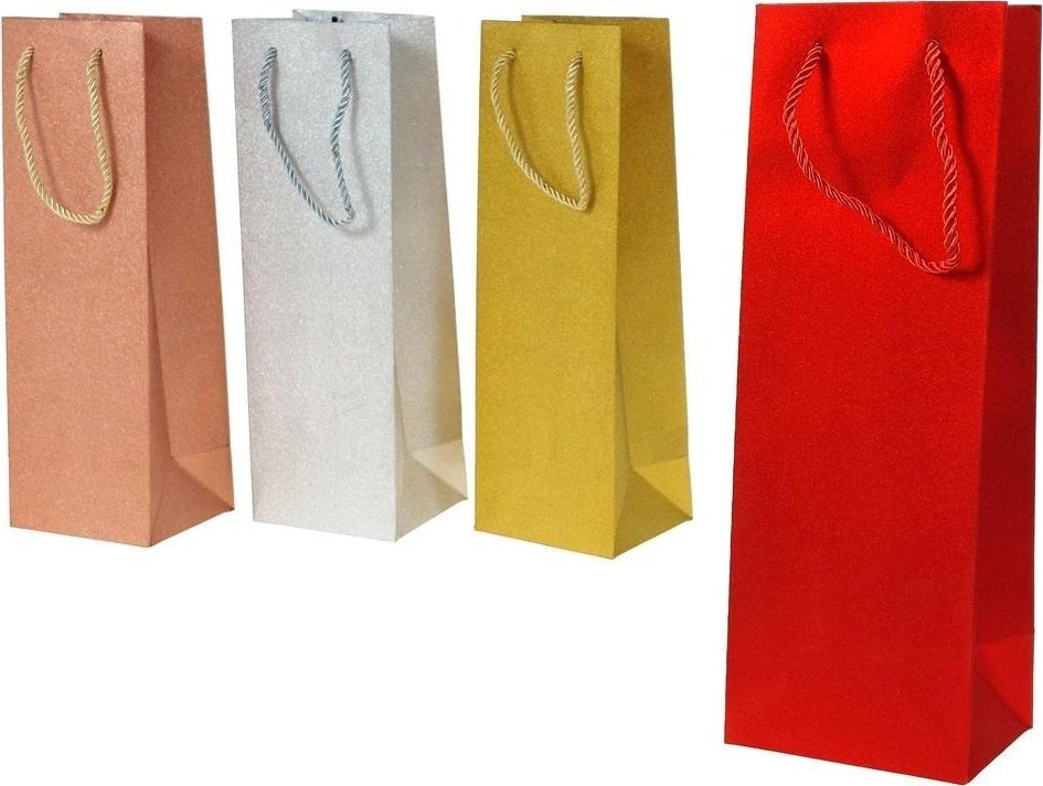 Torebka prezentowa na butelkę 35x12x10cm MIX