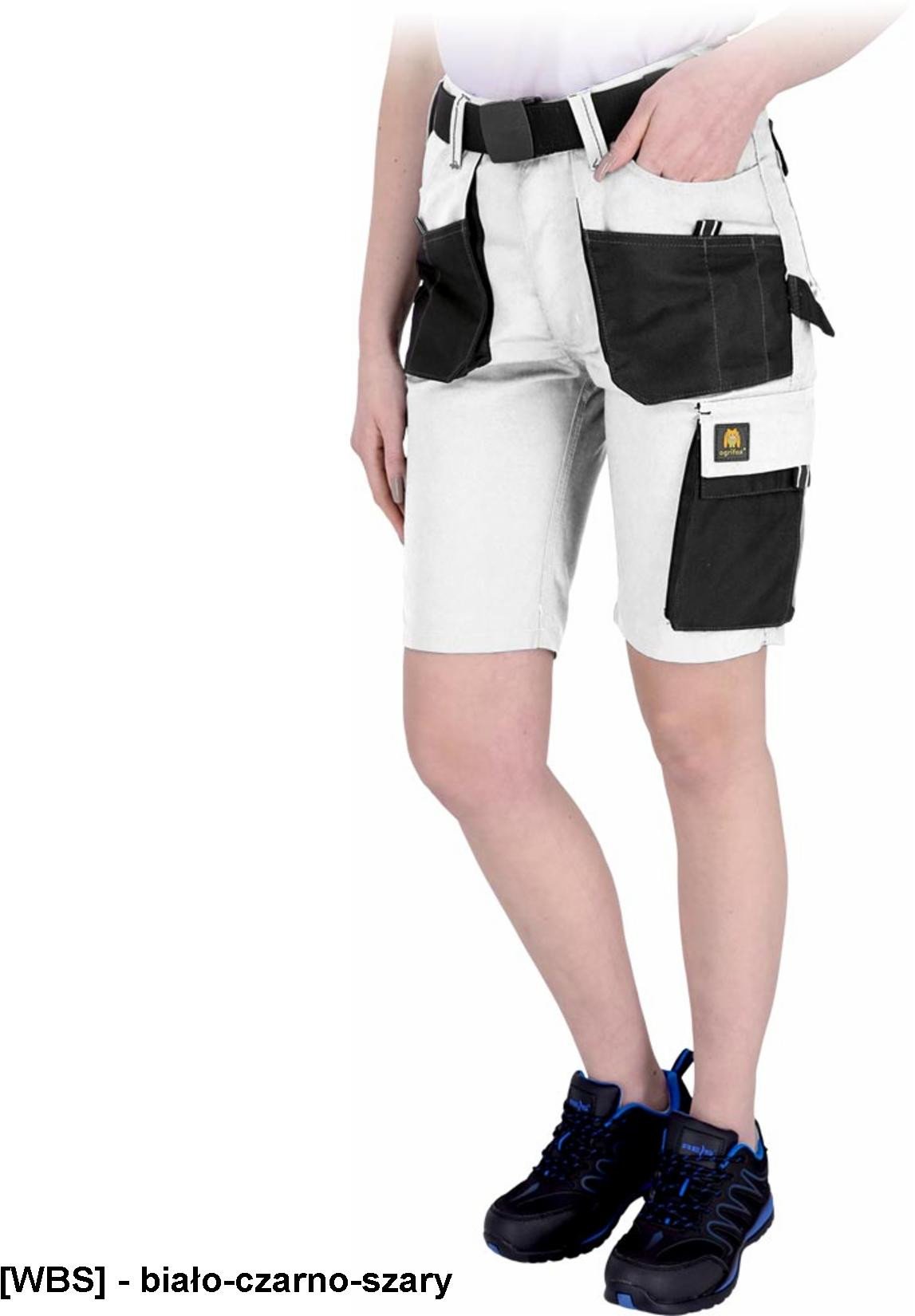 OX-FIO-TS - Spodnie ochronne do pasa FIO z krótkimi nogawkami, damskie - biało-czarno-szary 3XL