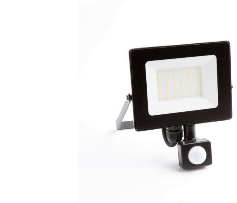 Naświetlacz led z czujnikiem ruchu PIR 20W 1800LM AC230V IP65 kąt świecenia 120 neutralna biała 4000K czarny