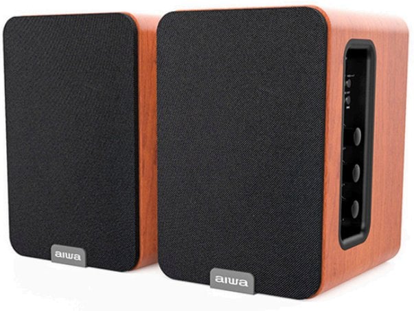 Aiwa ASP-A200 active speaker pair, brown