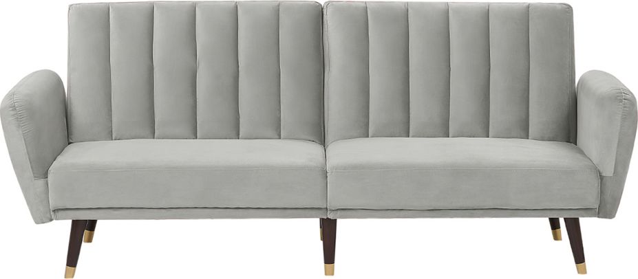 Beliani Sofa rozkładana welurowa jasnoszara VIMMERBY