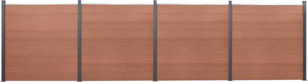 vidaXL Zestaw paneli ogrodzeniowych, brązowy, 699x186 cm, WPC