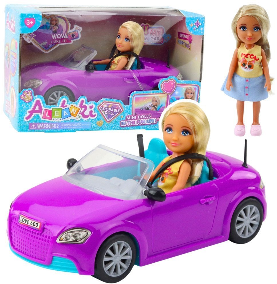Zestaw Mini Laleczka Ankiki Samochód Kabriolet Fioletowy LEAN Toys