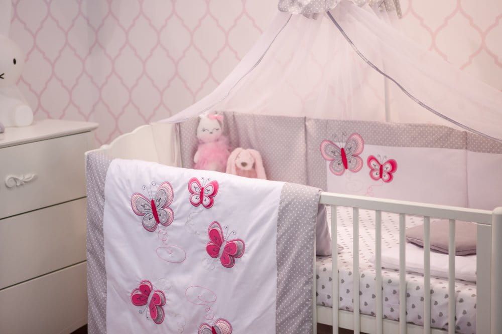 Detexpol Pościel 100x135 Motylkowy obraz 3 cz. szary P01-082 Belisima Baby