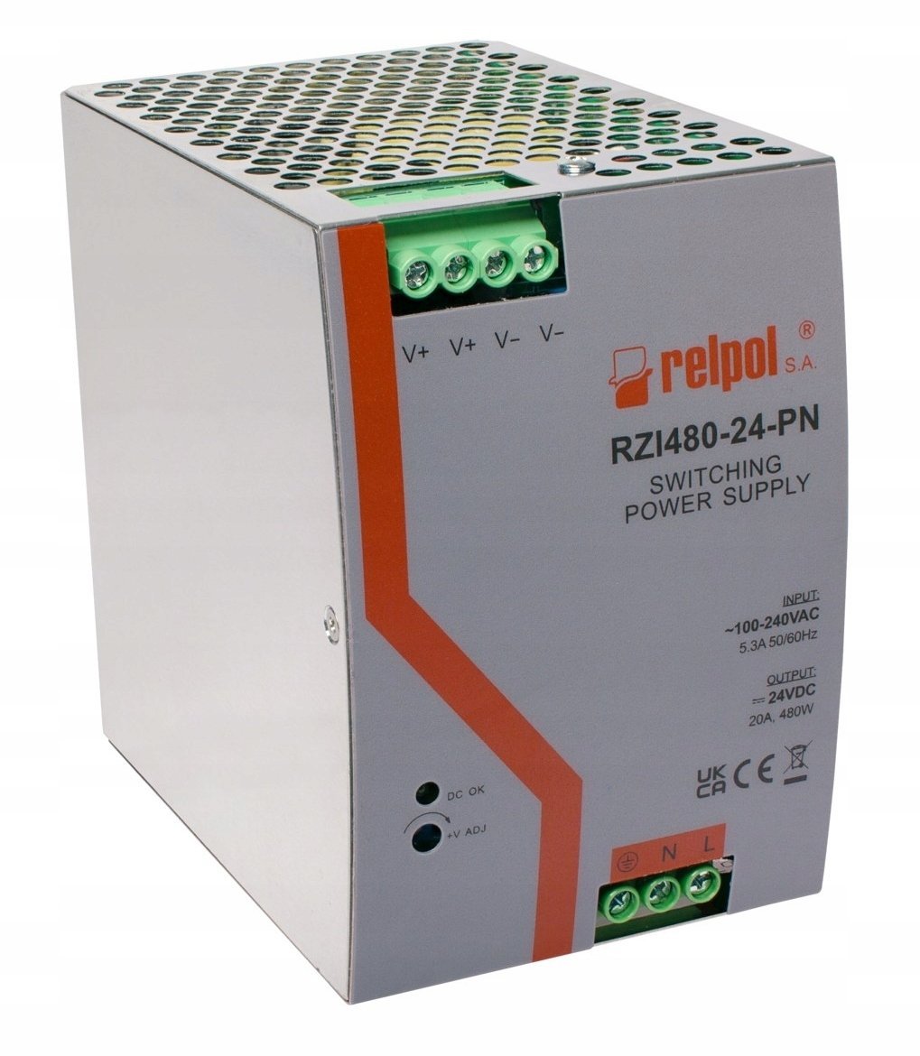 Zasilacz impulsowy przemysłowy 90-264 V AC 24 V DC 20 A moc 480W 2616915 RZI480-24-PN