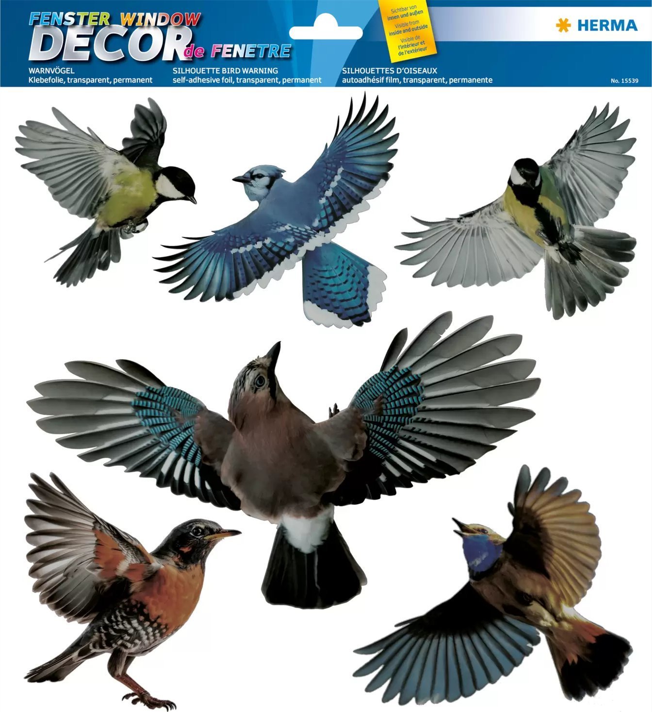 Herma HERMA Fensterbild Warnvögel Bunt 30x30cm