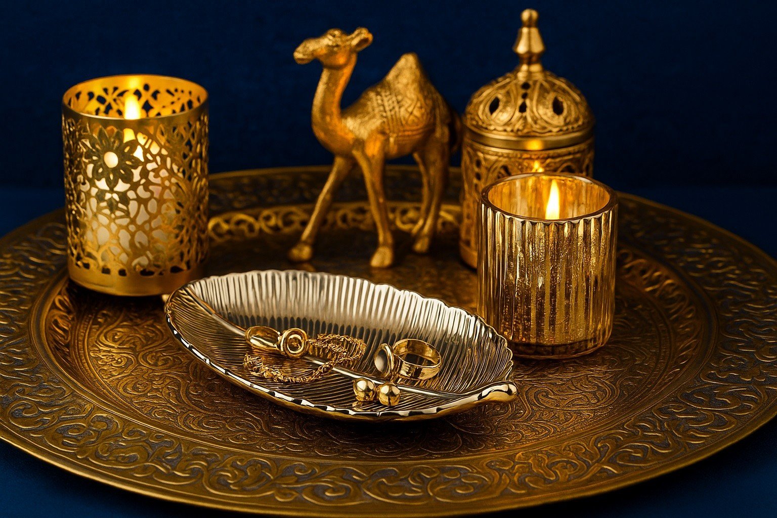 Ceramiczna Taca dekoracyjna 23x14 cm złoty liść