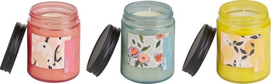Beliani 3 świeczki zapachowe sojowe róża/owoc kaki/melisa FRUITY BLOOM