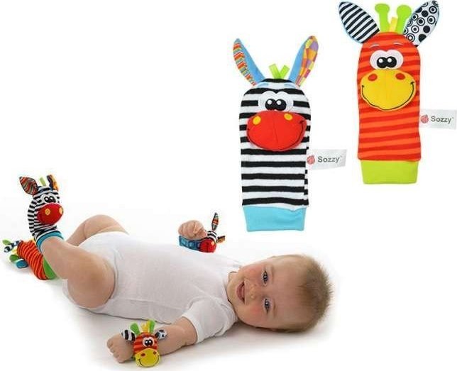 9 Planet Grzechotka zabawka skarpetki na nóżki stopy 2szt.