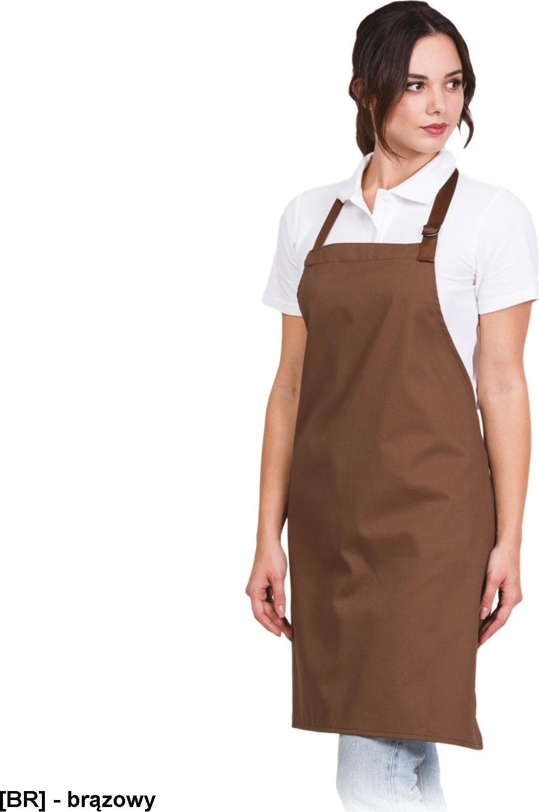 R.E.I.S. FPB-CLASSIC - Fartuch z regulacją na szyi, 65% poliester, 35% bawełna, 245 g/m, - brązowy - 70x80 cm.