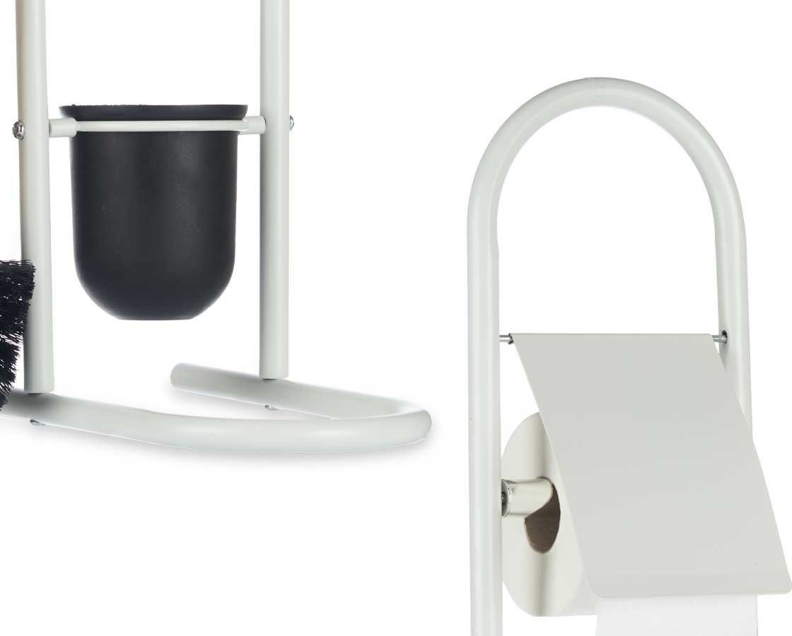 Berilo Metalowy stojak na papier toaletowy i szczotkę FRESHY z bambusowymi elementami