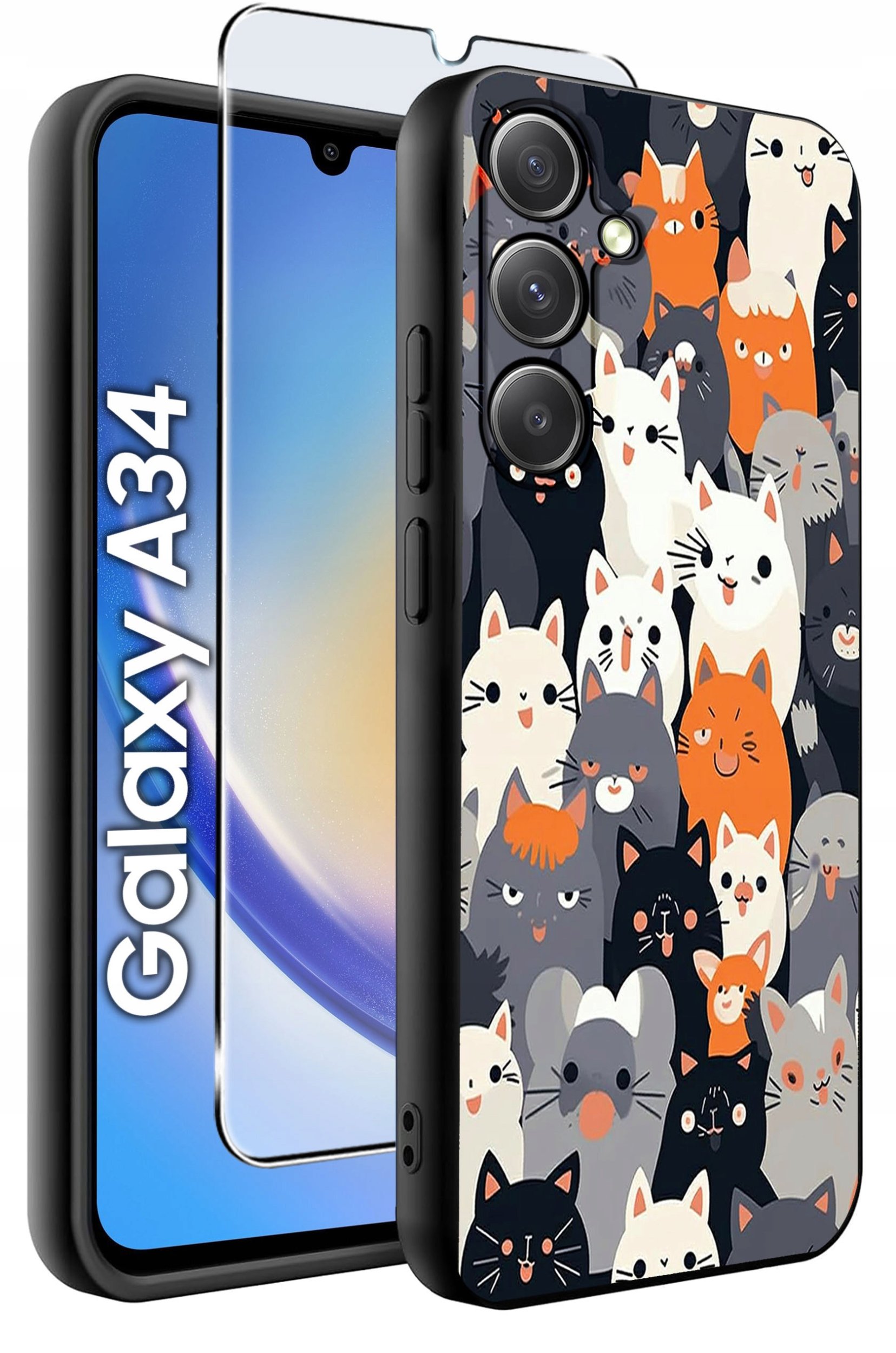 krainaGSM ETUI do Samsung A34 5G wzory | SILIKONOWE MATT CASE + SZKŁO 9H