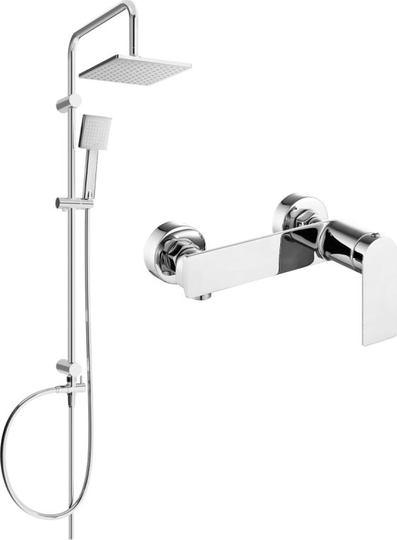 Zestaw prysznicowy Mexen Mexen Tord zestaw prysznicowy natynkowy z deszczownicą i baterią prysznicową Zero, chrom - 71140200-00
