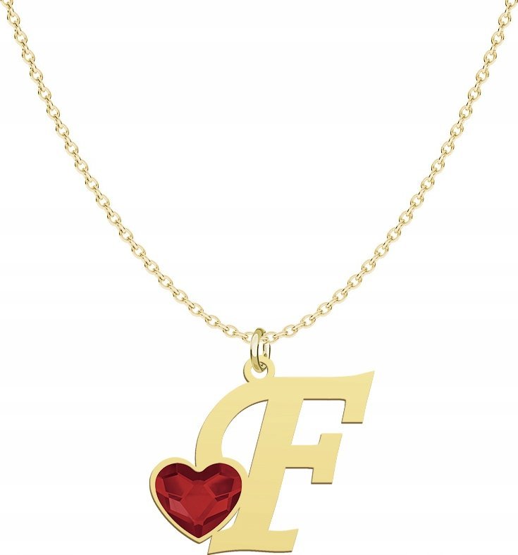 Radziszewska Jewellery Pozłacany Naszyjnik LITERA F z sercem DEDYKACJA