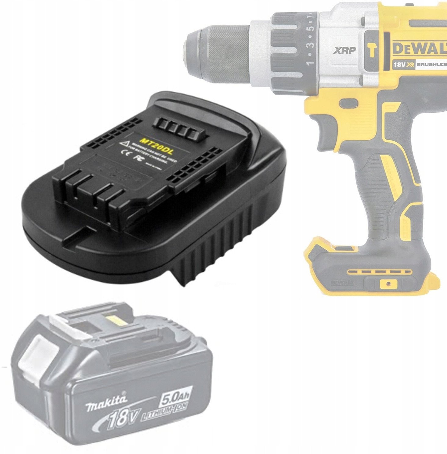 ADAPTER AKUMULATORA KONWERTER PRZEJSCIÓWKA MAKITA 18V DO NARZĘDZI DEWALT