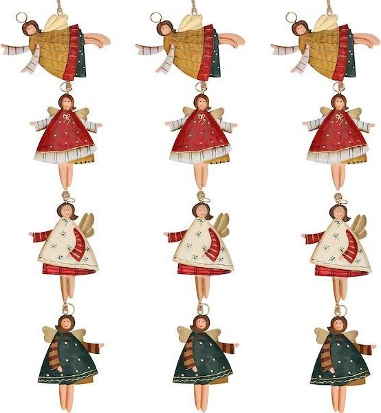 Springos Ozdoba choinkowa metalowa 12 szt. świąteczna zawieszka aniołki zestaw multikolor UNIWERSALNY