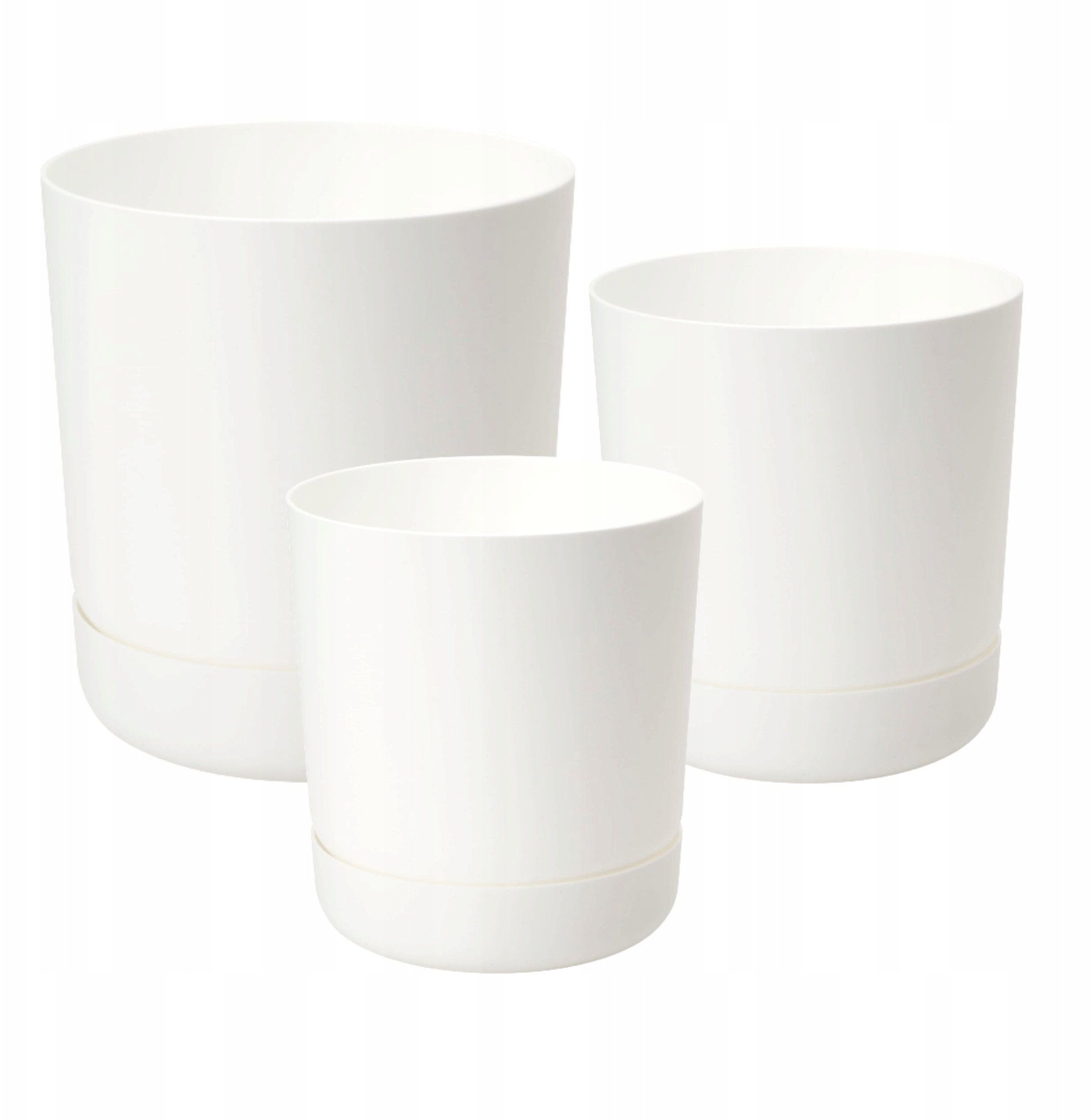 Doniczka okrągła Satina + podstawka Zestaw 3szt.