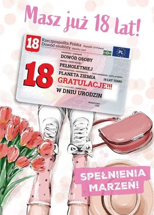Karnet urodziny 18