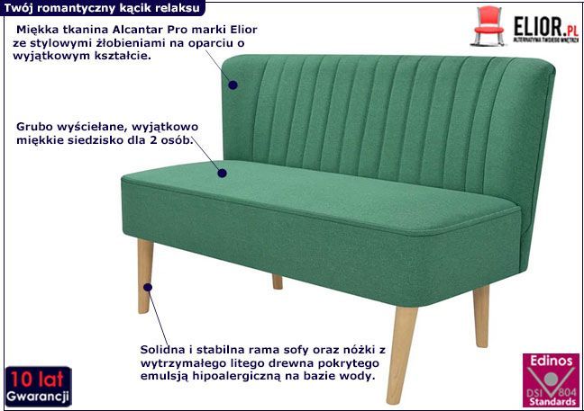 Elior Romantyczna sofa Shelly - zielona