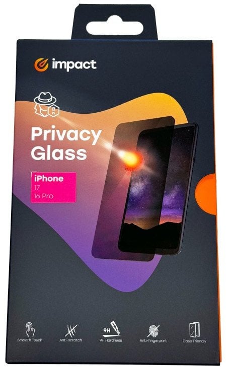 Impact grūdintas privatumo stiklas iPhone 17 / 16 Pro