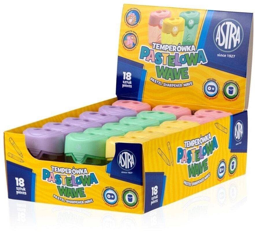 Temperówka z dwoma otworami Wave pastel (18szt)